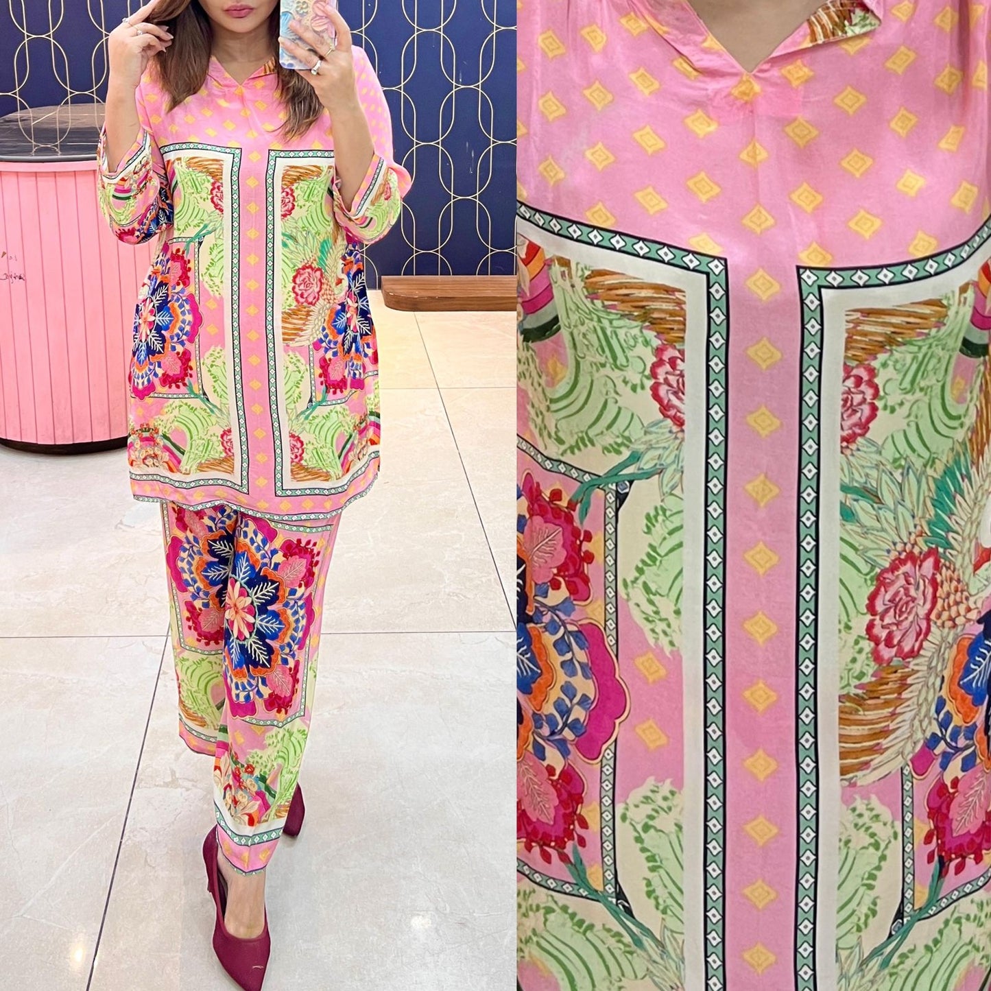 Article 1833– Pure Viscose Crepe Shirt & Pant Set