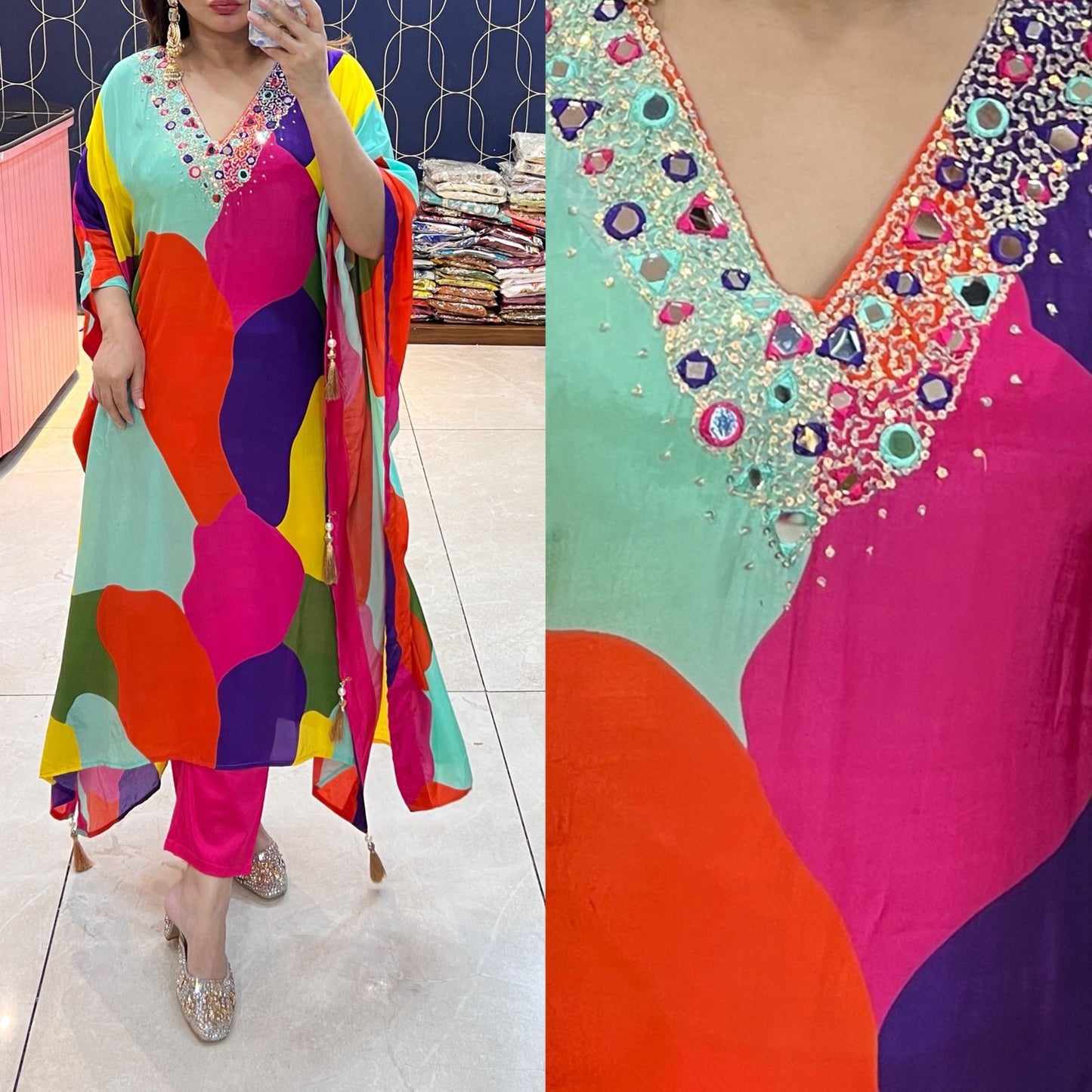 Article 1596 – Pure Crepe Digital Printed Kaftan | Premium Ethnic Wear