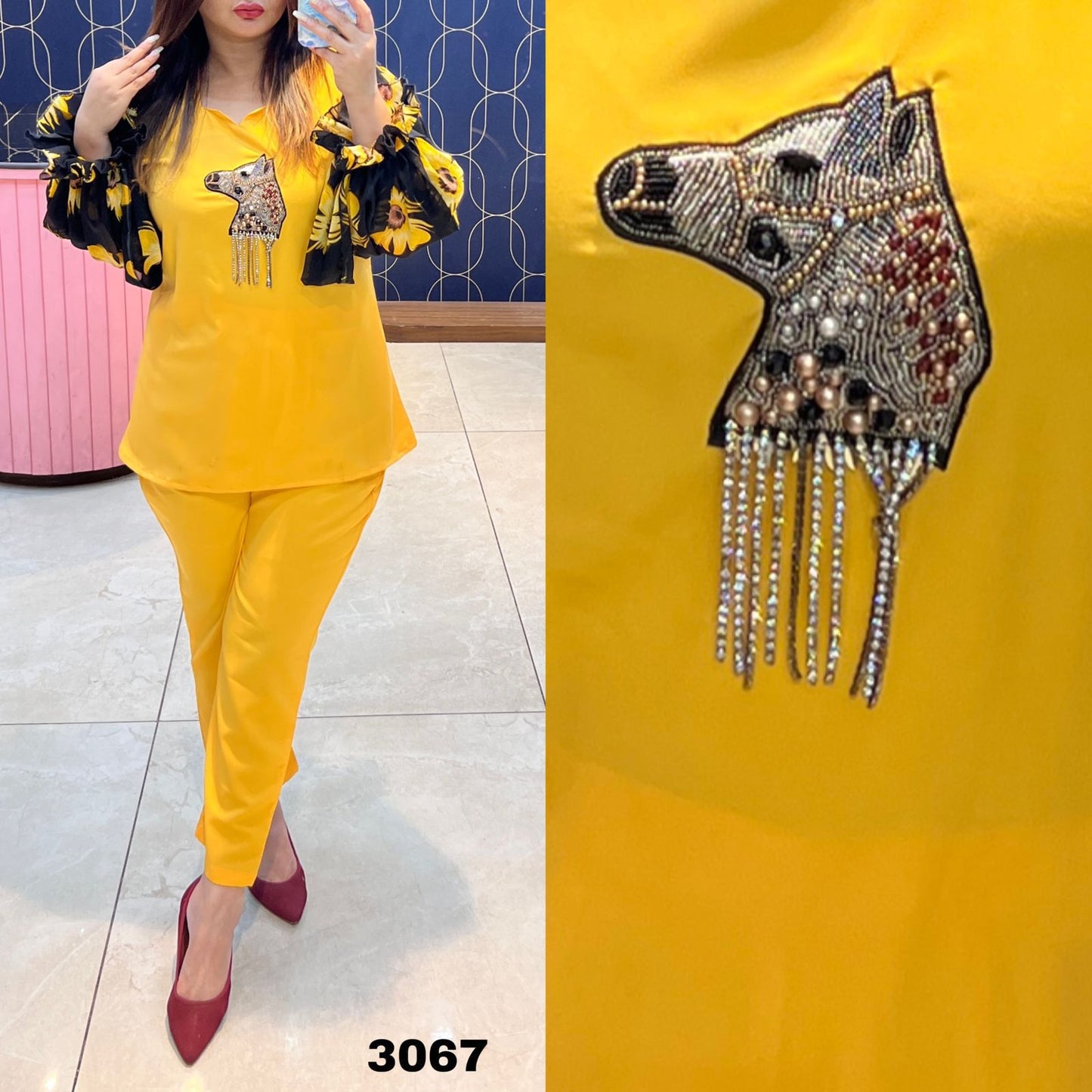 Rutba Khan 3067 – Premium Imported Fabric Cord Set With Handwork & Designer Balloon Sleeves | Sizes 38–46 | Urban Closet