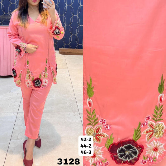 Rutba Khan 3128 – Imported Cotton Designer Cord Set with Handwork | Sizes 40–46 | Urban Closet