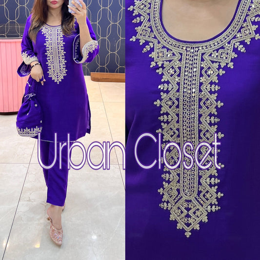 RUTBA KHAN Potli CordSet 3181 – Imported Cotton Designer Cord Set with Embroidery & Potli Bag | Sizes 40–46