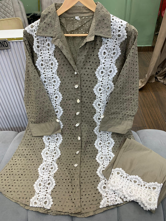 Article 3024 – Premium Schiffli Cotton Cord Set | Designer Crochet Work | Sizes 40–46