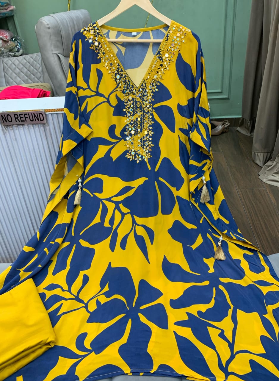 Article 1596 – Pure Crepe Digital Printed Suit | Sizes L to 3XL