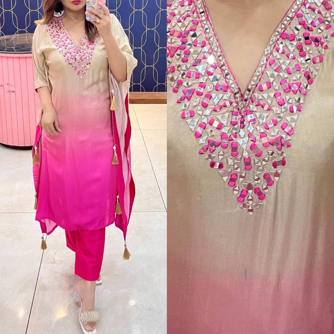 Article 1596 – Ombre Print Crepe Kaftan