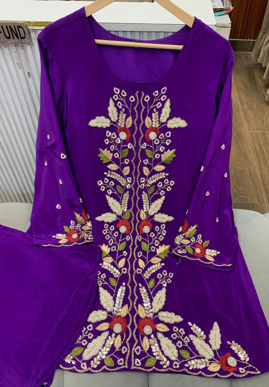 Article 1856 | Pure Crepe Handwork Sherwani Style Cord Set (Sizes 40–46)