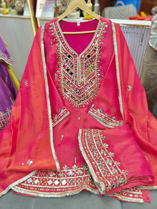 Article 1848 | Tissue Shimmer Heavy Real Mirror Sharara Suit with Mirror Dupatta