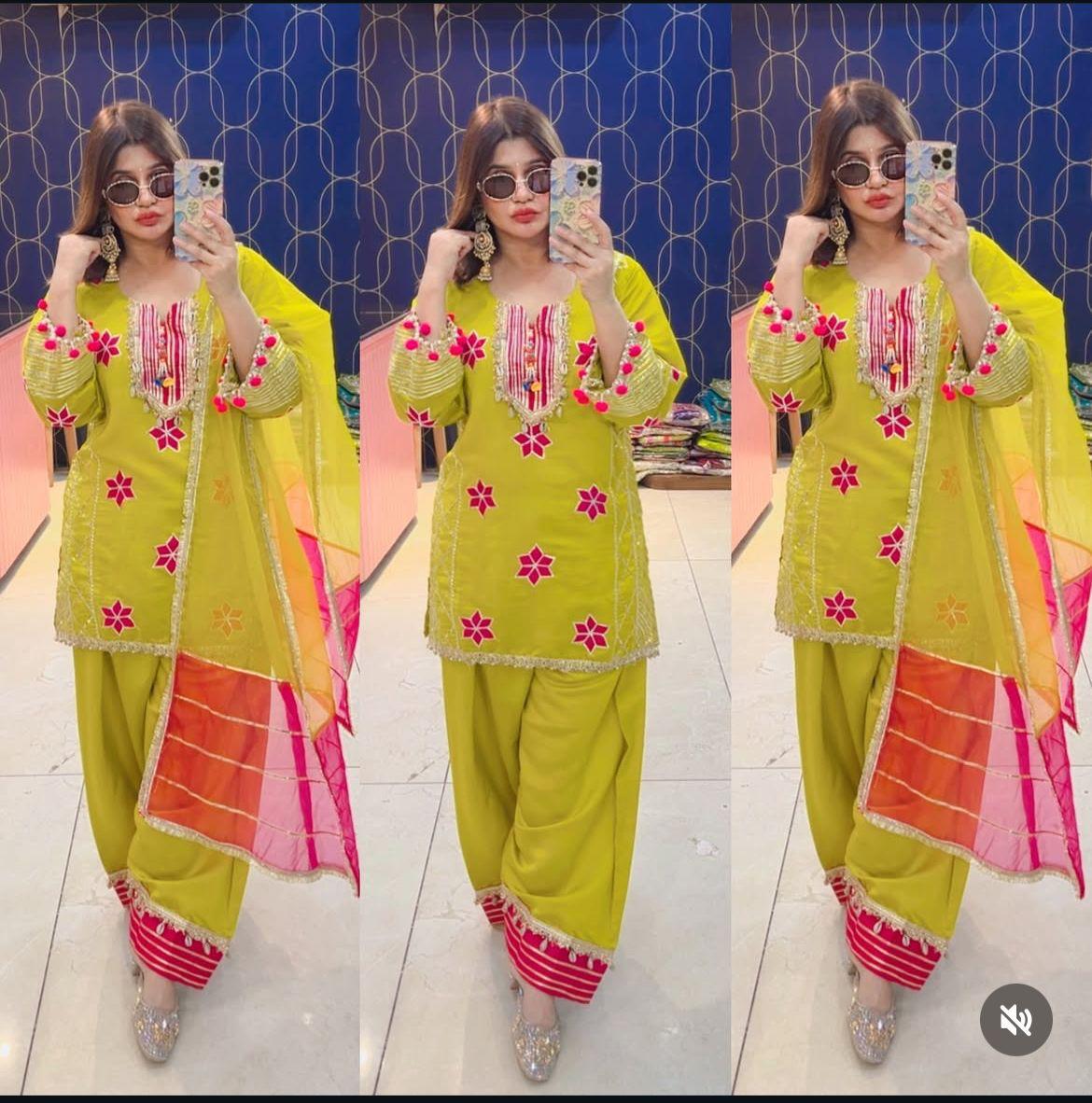 Article 1884 | Cotton Silk Farshi Salwar Suit with Gotta Patti Work