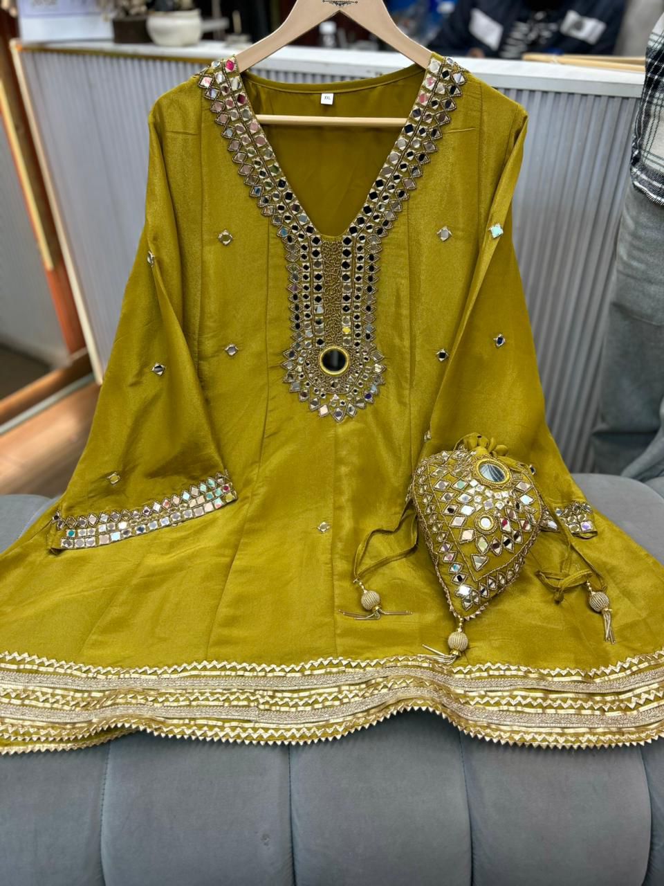 ✨ Article 1765 – Pure Glass Tissue Shimmer Dhoti Co-ord Set ✨