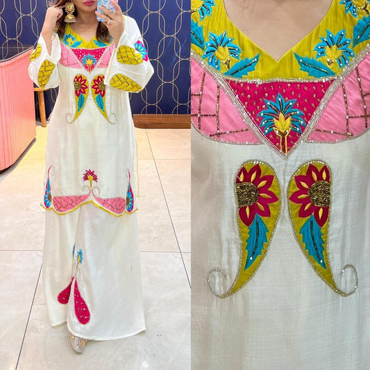 Article 1628 – Premium Vatican Sharara Co-Set with Handwork Cutdana Embellishment | Sizes 40–46