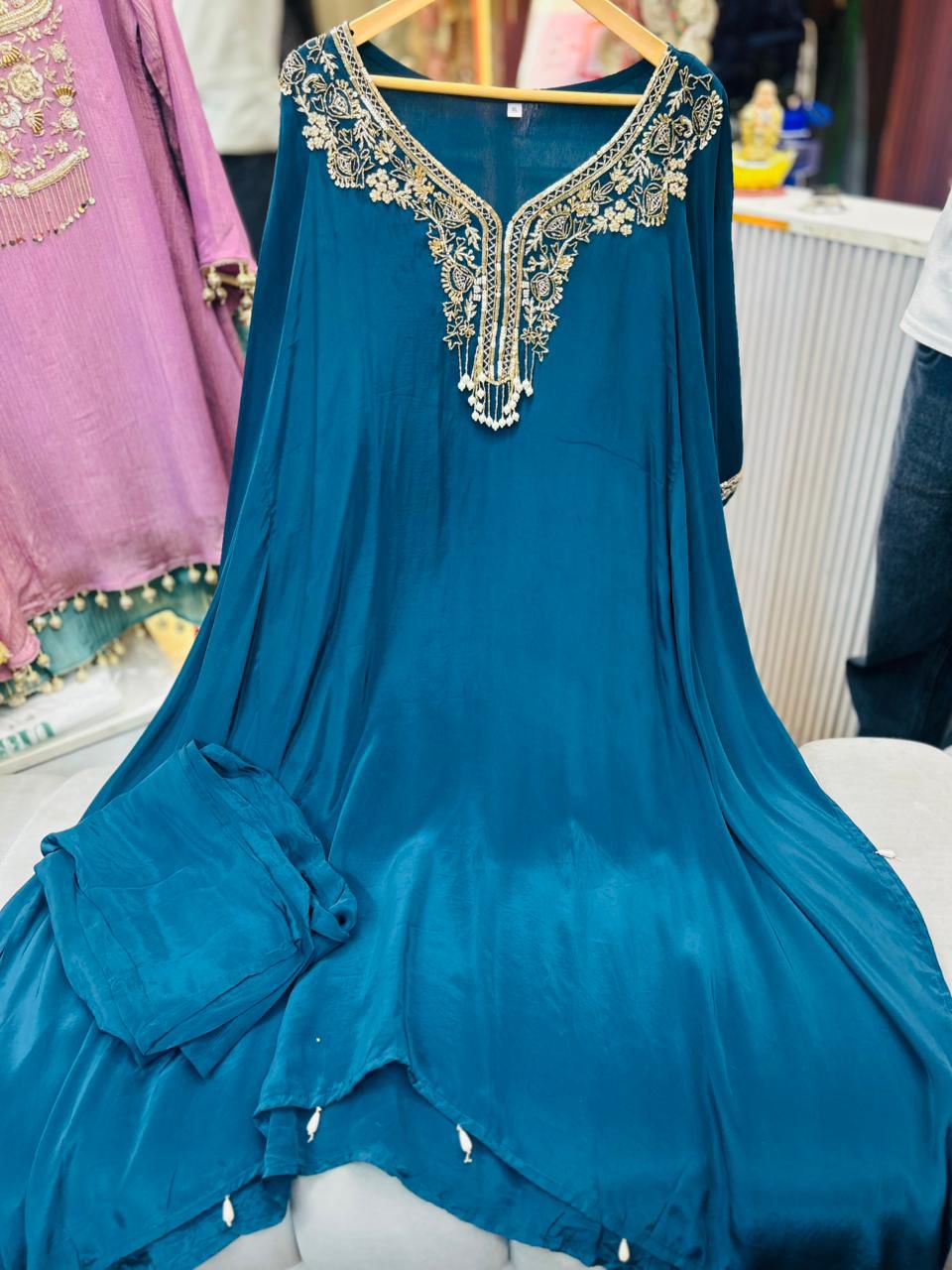 Article 1677 – Premium Pure Crepe Handwork Kaftan for Women | Elegant Festive Wear | Sizes 40–46