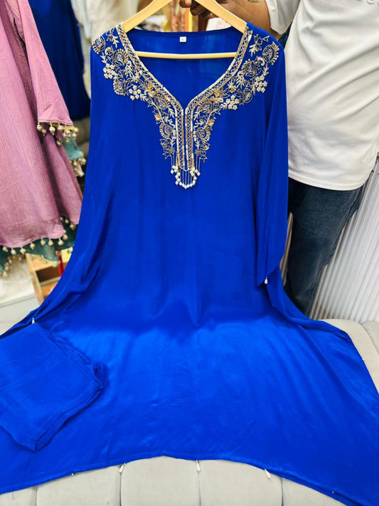 Article 1677 – Premium Pure Crepe Handwork Kaftan for Women | Elegant Festive Wear | Sizes 40–46