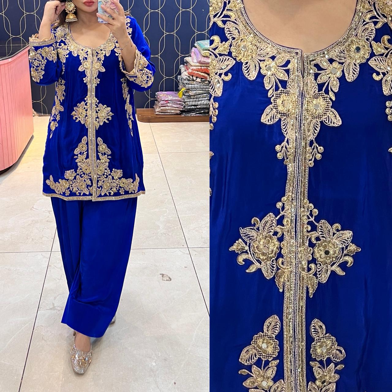 Article 1956 | Pure Crepe Farshi Salwar with Short Kurti | Premium Ethnic Wear