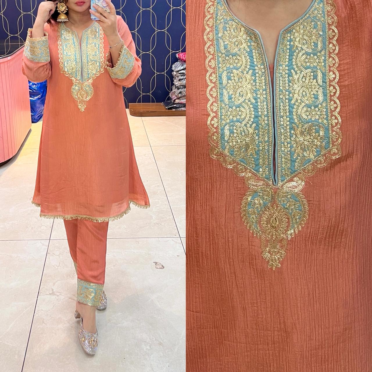 Article 1921 – Crush Tissue Fabric Zari Work Outfit for Women | Premium Festive Wear | Sizes 40–46