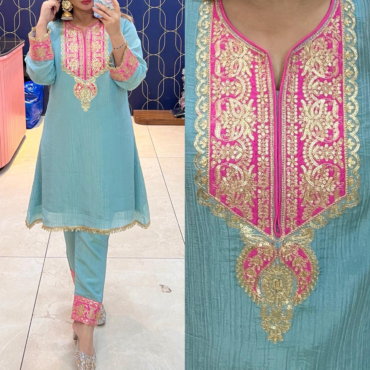 Article 1921 – Crush Tissue Fabric Zari Work Outfit for Women | Premium Festive Wear | Sizes 40–46