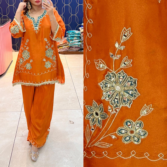 Article 1500 | Tissue Shimmer Suit with Real Mirror & Gotta Patti Work