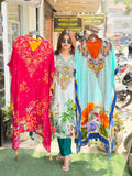 Printed Natural Crepe Kaftan- 1696
