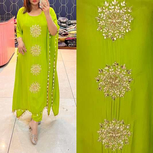 Article 1637 – Pure Crepe Kaftan with Elegant Handwork & Tassel Detailing | Sizes 40–46