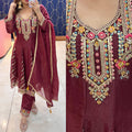 Article 1832 – Glass Tissue Fabric Anarkali Suit with Dupatta & Elegant Embroidery | Sizes 40–46