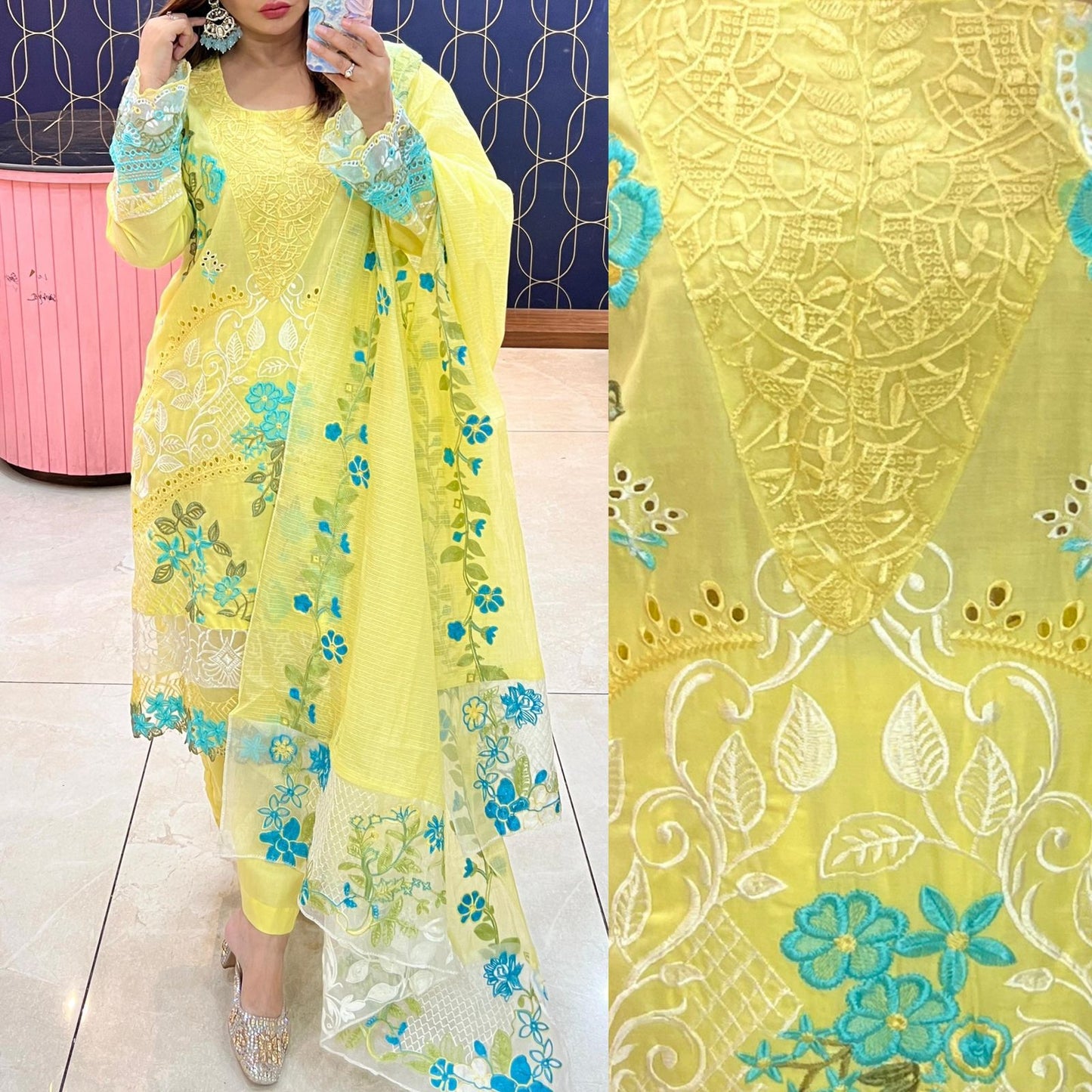Buy Elegant Pure Cotton Pakistani Suit Online – Designer Dupatta & Beautiful Embroidery | Sizes 40-46