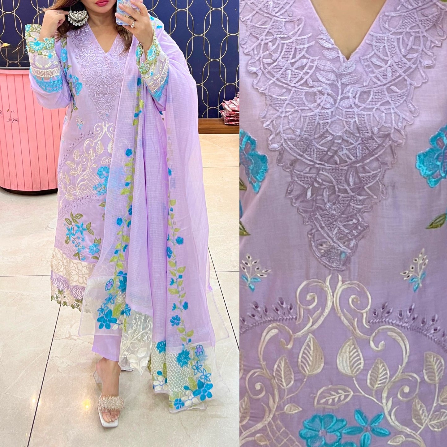 Buy Elegant Pure Cotton Pakistani Suit Online – Designer Dupatta & Beautiful Embroidery | Sizes 40-46