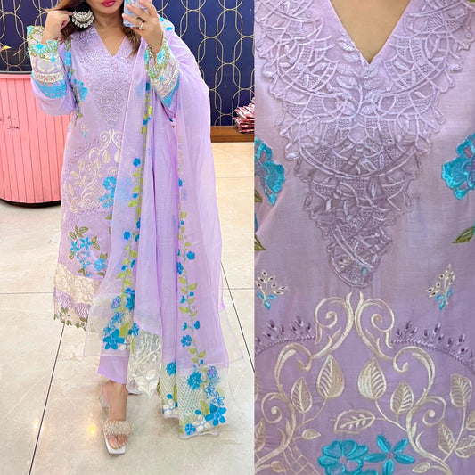 Buy Elegant Pure Cotton Pakistani Suit Online – Designer Dupatta & Beautiful Embroidery | Sizes 40-46