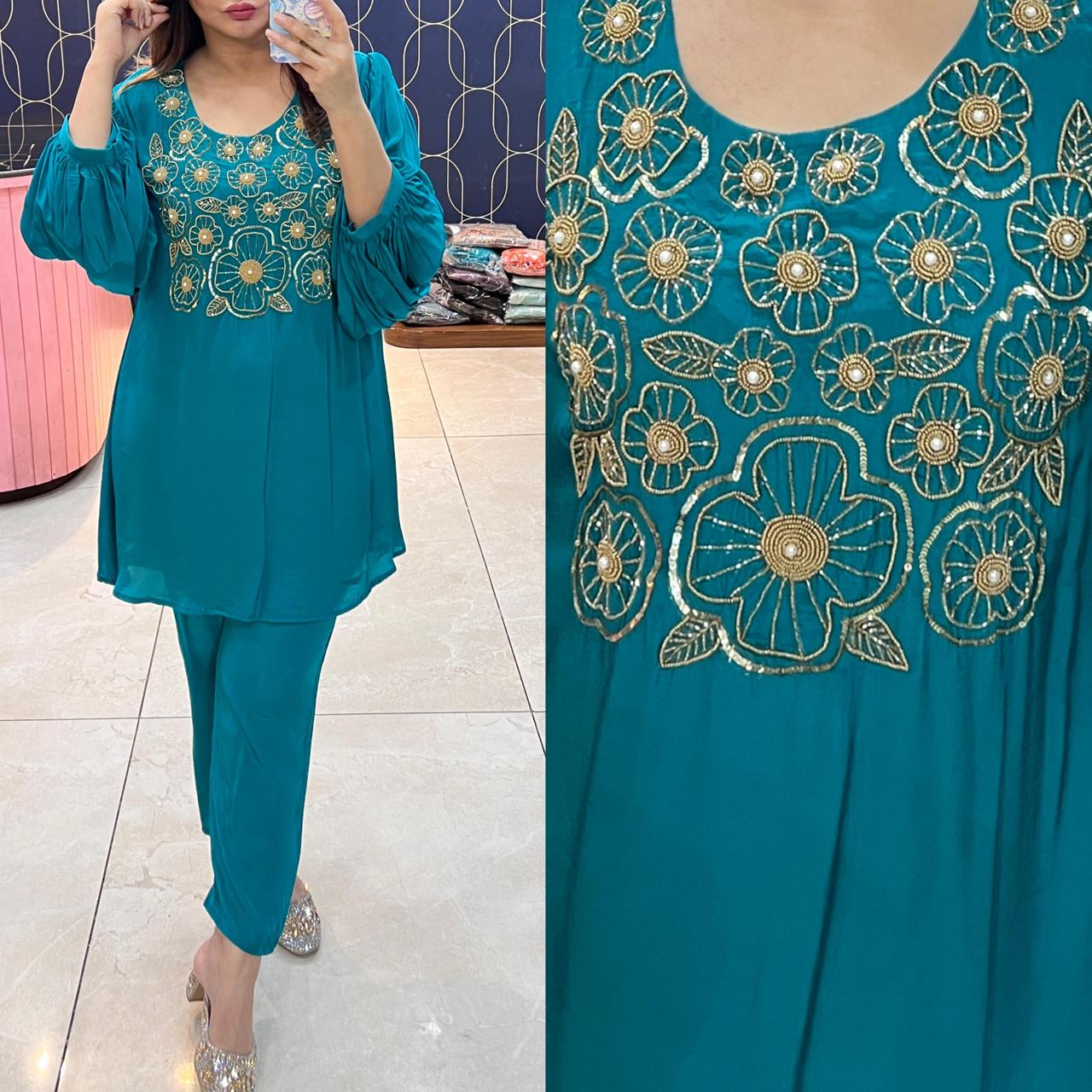 💫 ARTICLE 1820 – Pure Crepe Fabric Cord Set 💫