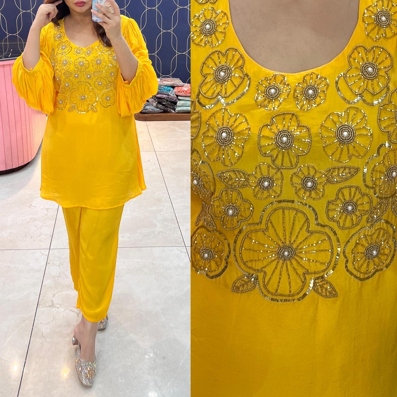 💫 ARTICLE 1820 – Pure Crepe Fabric Cord Set 💫