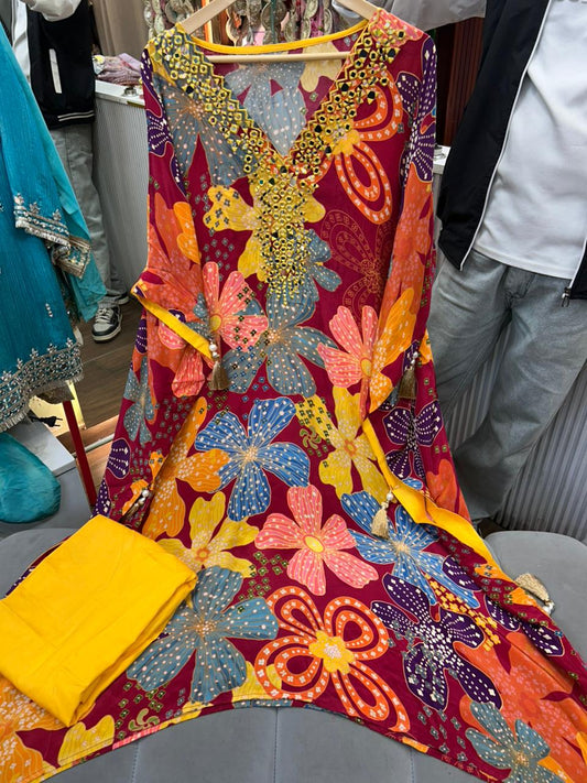 Article 1596 – Pure Crepe Digital Printed Kaftan | Premium Ethnic Wear