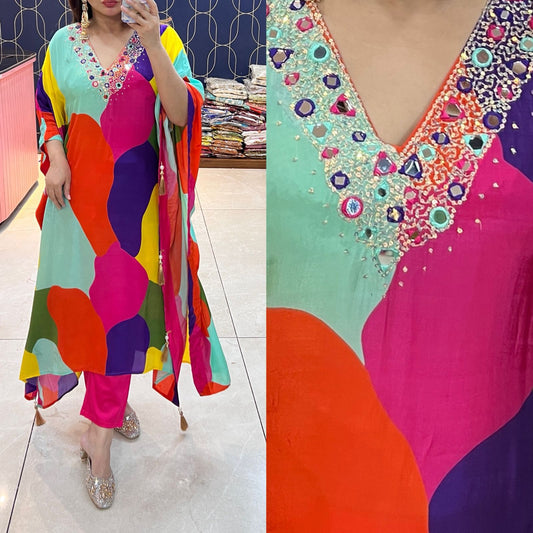 Article 1596 – Pure Crepe Digital Printed Kaftan | Premium Ethnic Wear