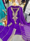 Article 1918 – Pure Chinon Crepe Handwork Sharara Suit | Urban Closet