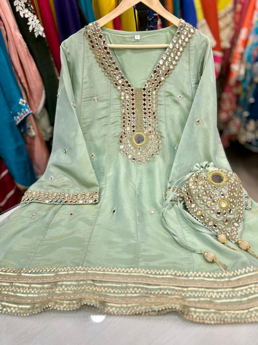 ✨ Article 1765 – Pure Glass Tissue Shimmer Dhoti Co-ord Set ✨