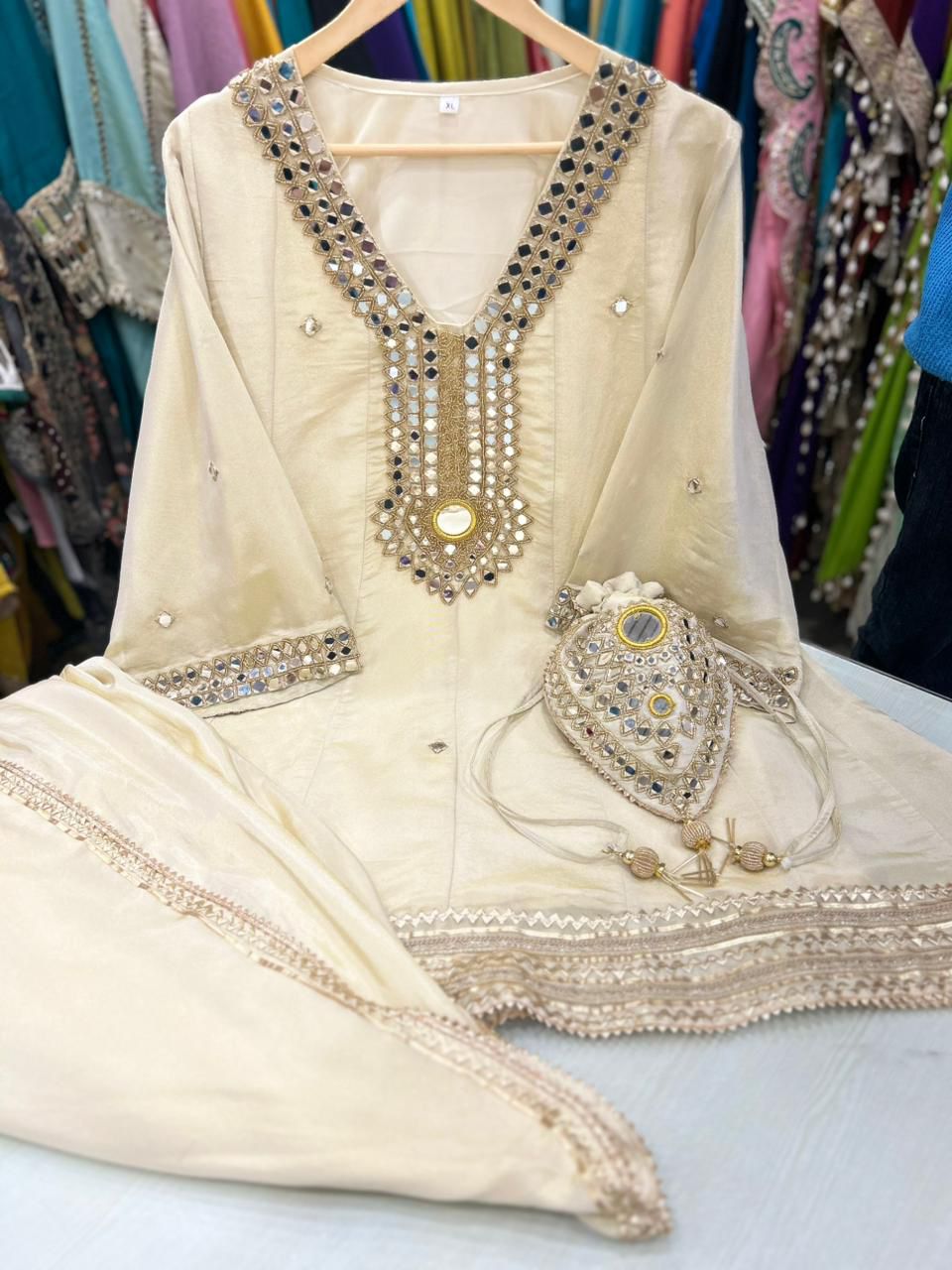 ✨ Article 1765 – Pure Glass Tissue Shimmer Dhoti Co-ord Set ✨