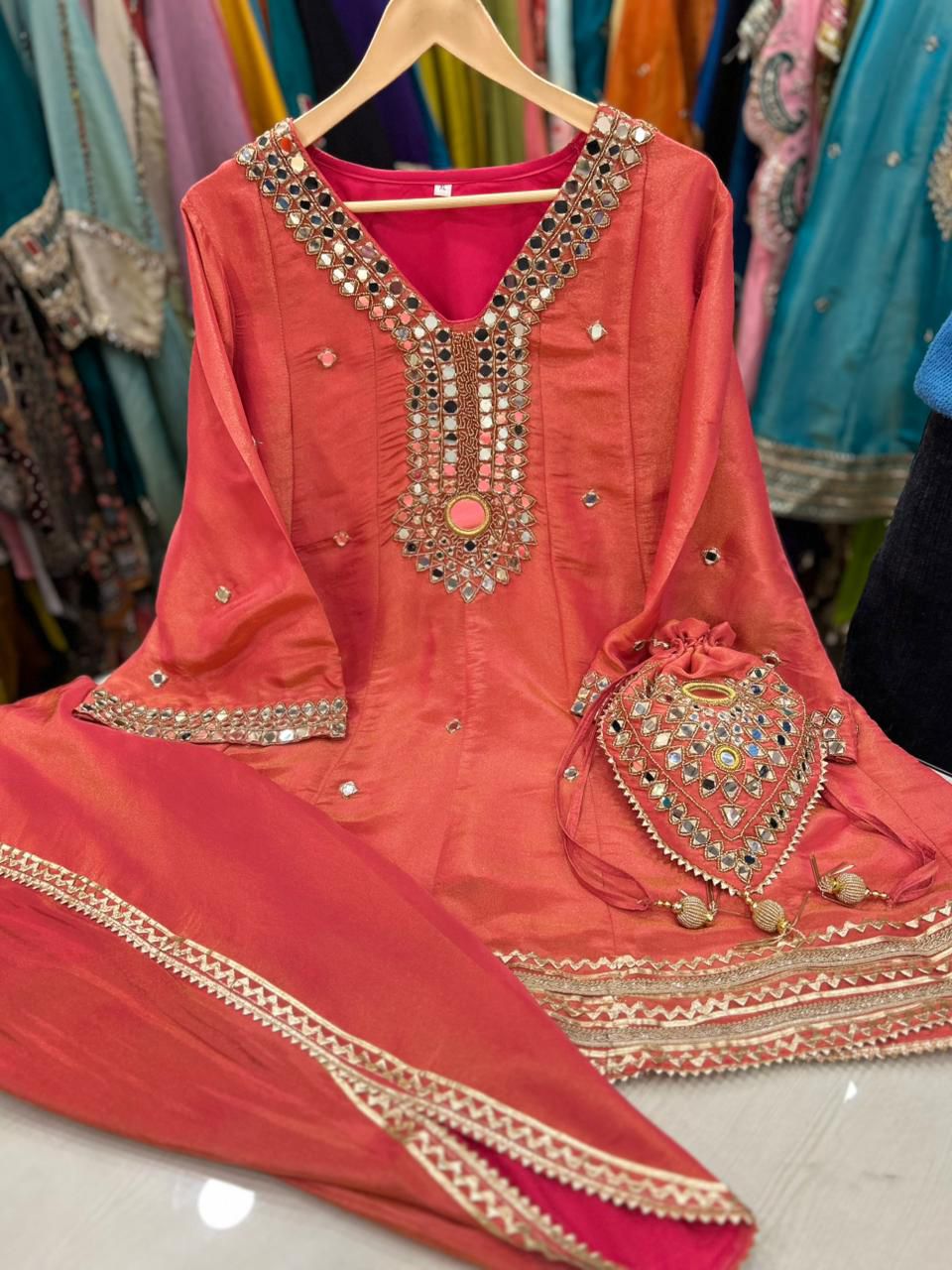 ✨ Article 1765 – Pure Glass Tissue Shimmer Dhoti Co-ord Set ✨