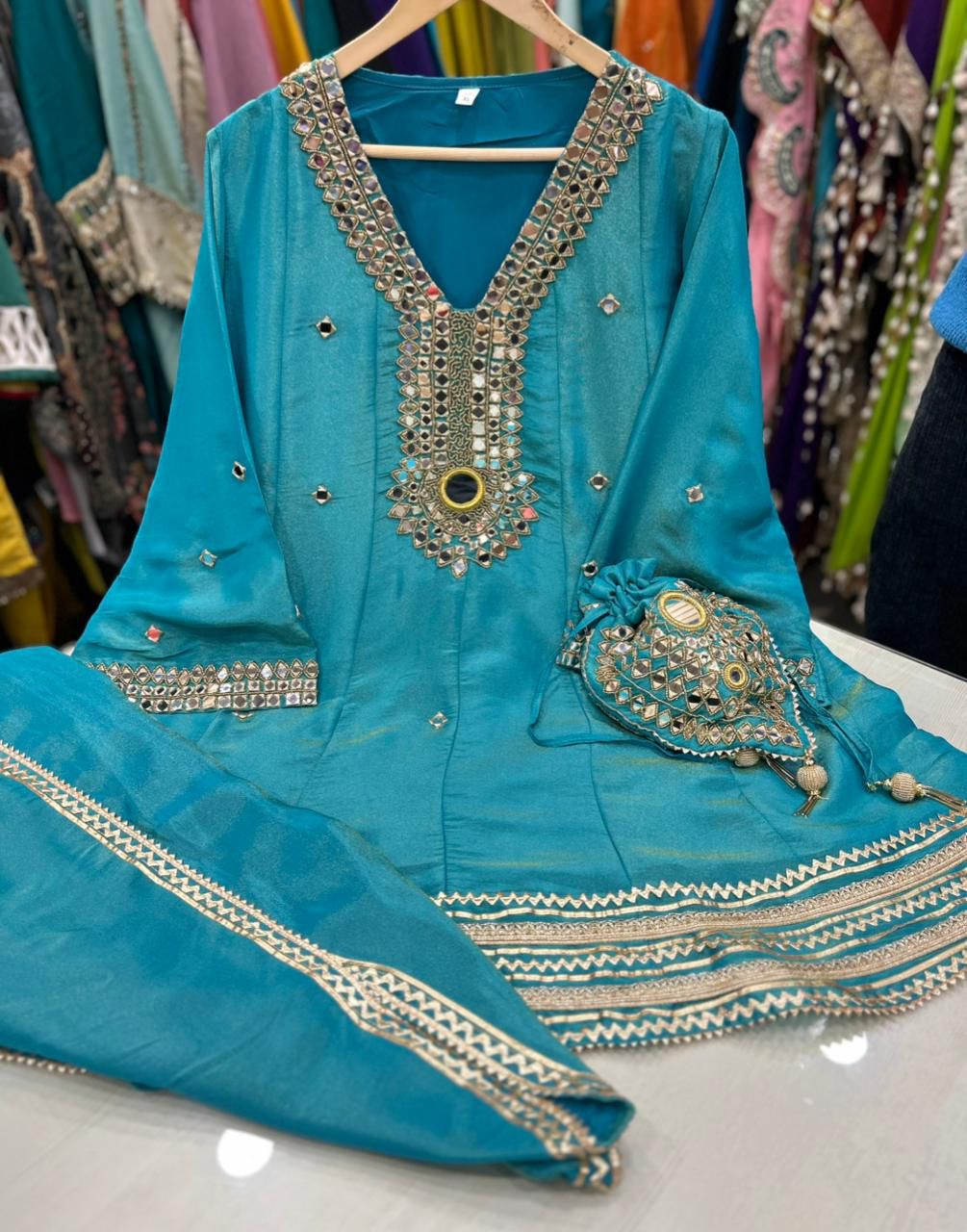 ✨ Article 1765 – Pure Glass Tissue Shimmer Dhoti Co-ord Set ✨