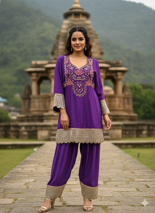 Article 1799 – Pure Crepe Farshi Salwar Suit with Premium Dupatta | Urban Closet