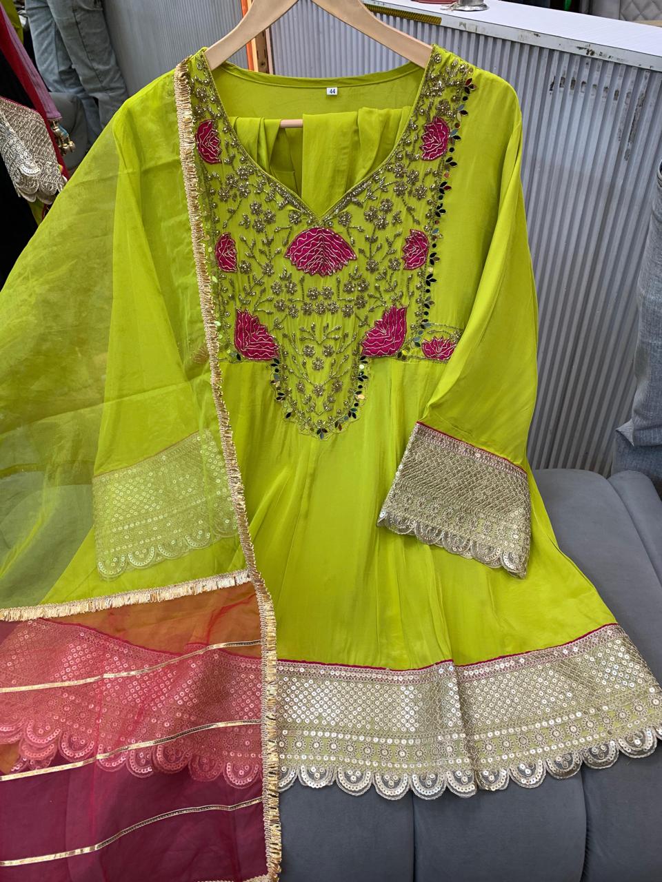 Article 1799 – Pure Crepe Farshi Salwar Suit with Premium Dupatta | Urban Closet