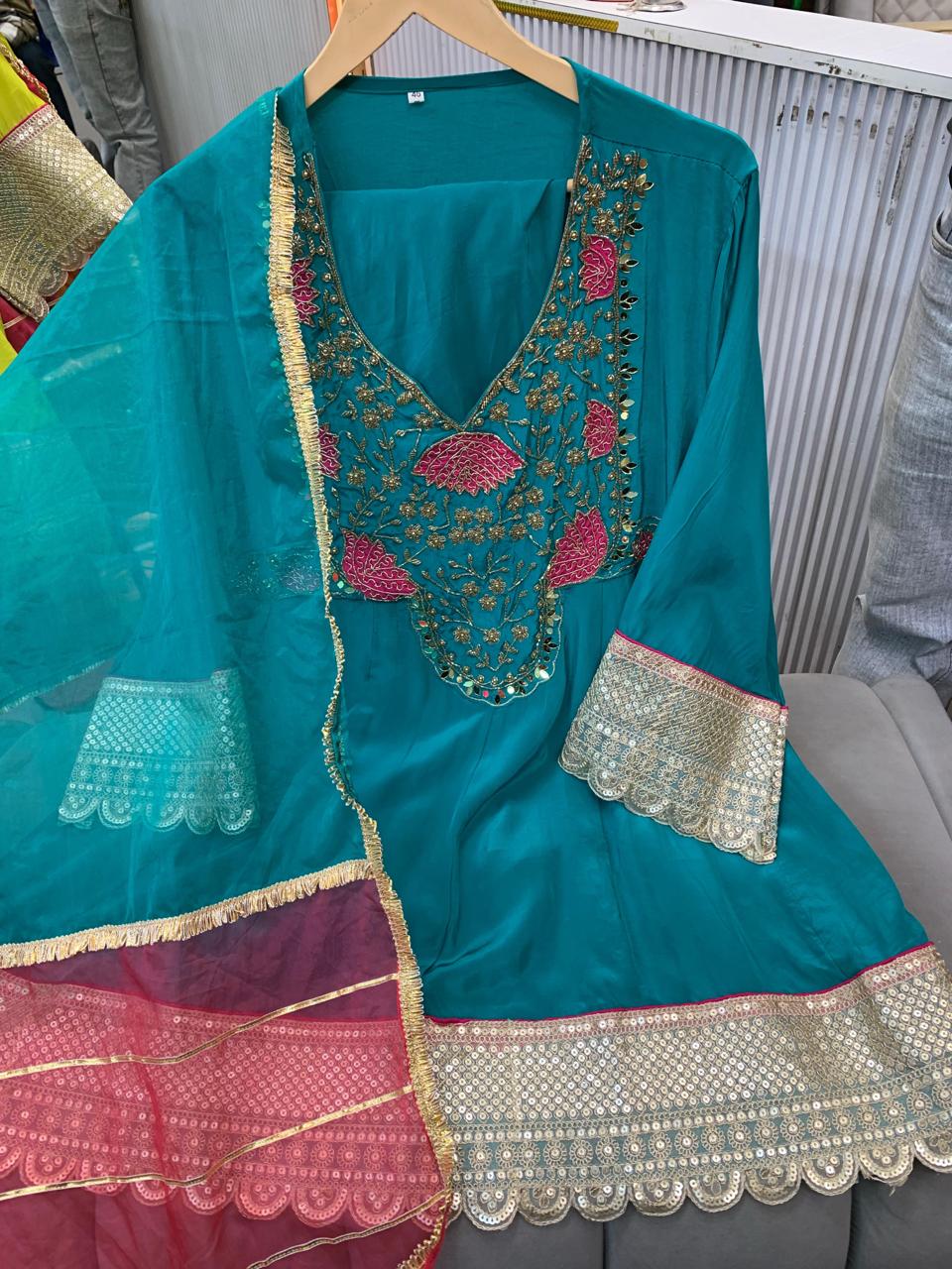 Article 1799 – Pure Crepe Farshi Salwar Suit with Premium Dupatta | Urban Closet