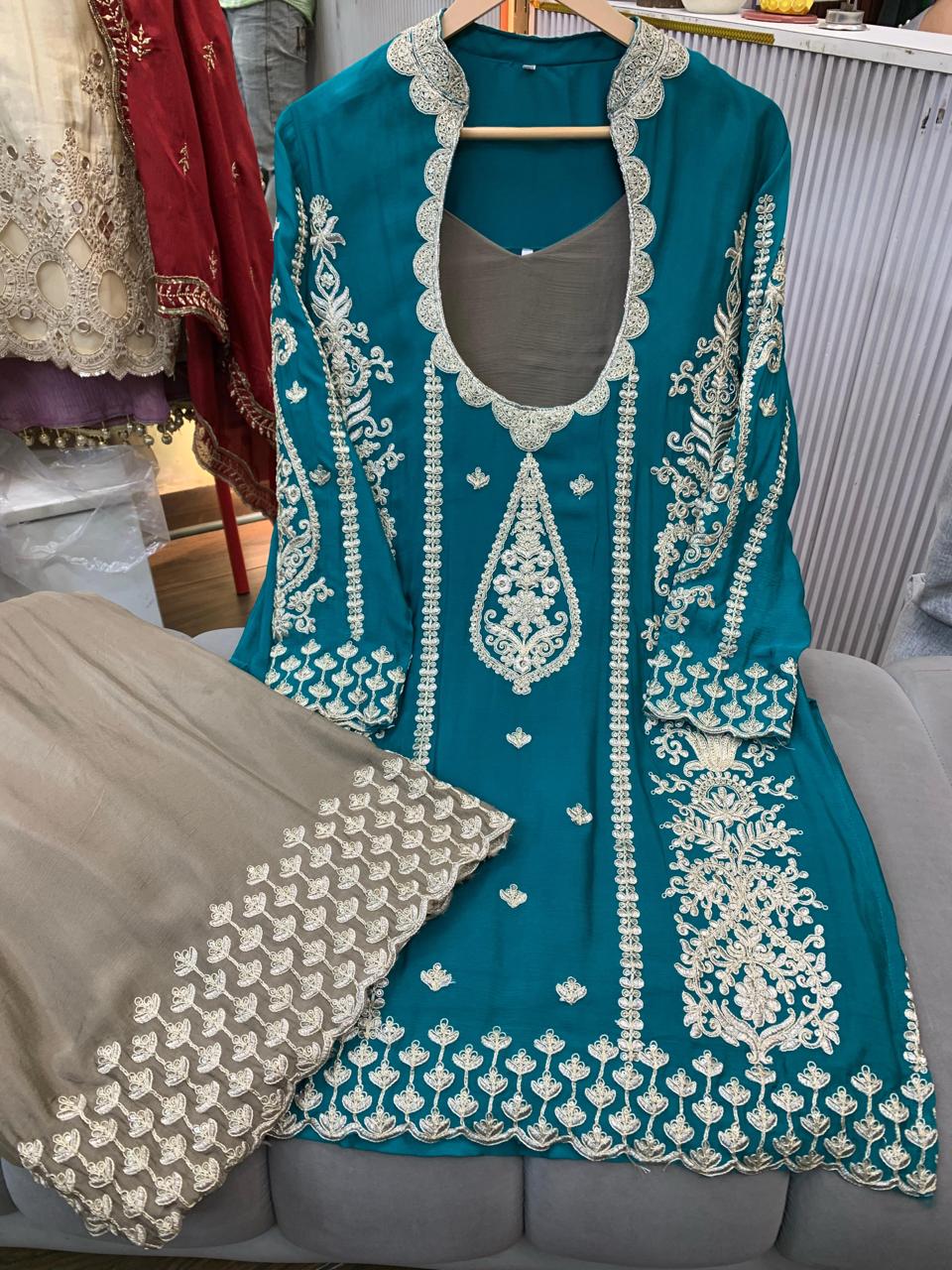 Article 1866 – Chinon 3-Piece Embroidered Cordset | Premium Festive Wear | Urban Closet