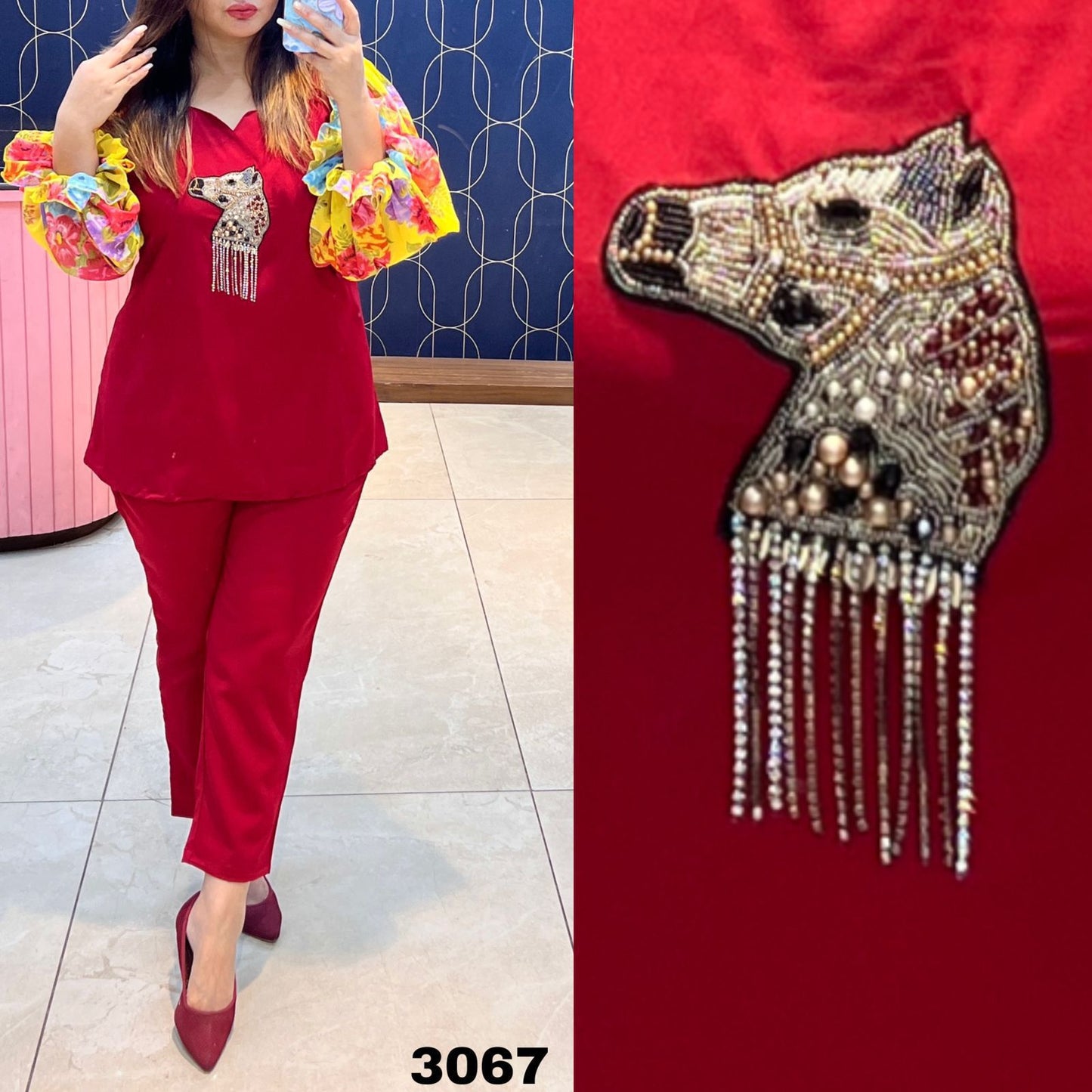 Rutba Khan 3067 – Premium Imported Fabric Cord Set With Handwork & Designer Balloon Sleeves | Sizes 38–46 | Urban Closet