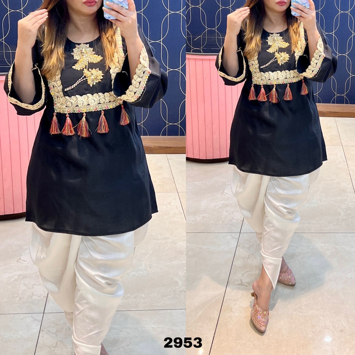 Rutba Khan 2953 – Designer Kurti With Tulip Pants | Lace & Handwork | Sizes 40–46 | Urban Closet