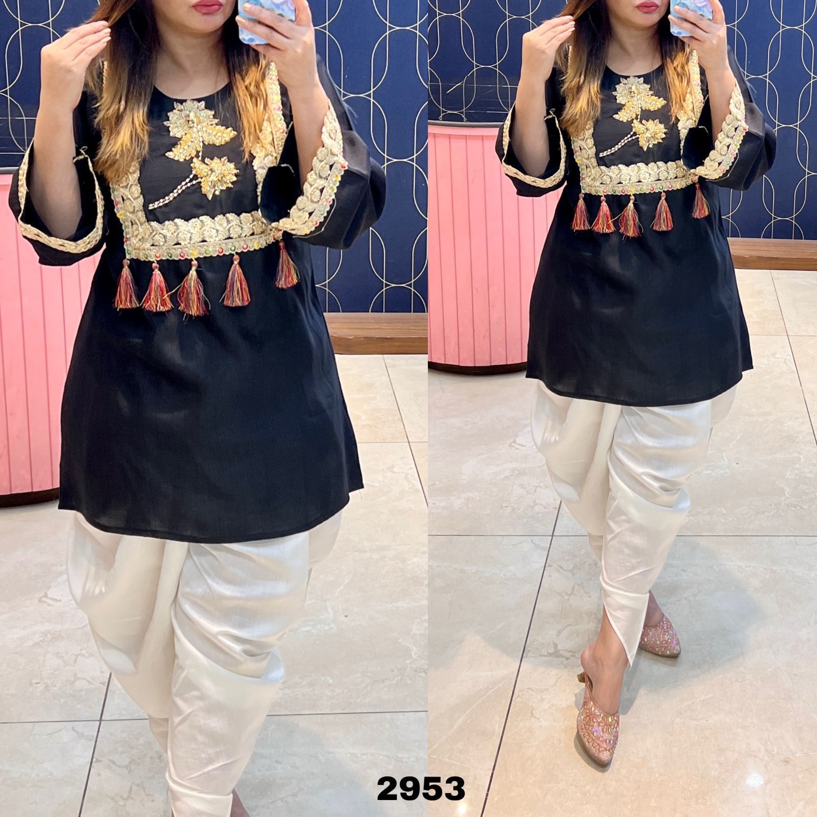 Rutba Khan 2953 – Designer Kurti With Tulip Pants | Lace & Handwork | Sizes 40–46 | Urban Closet