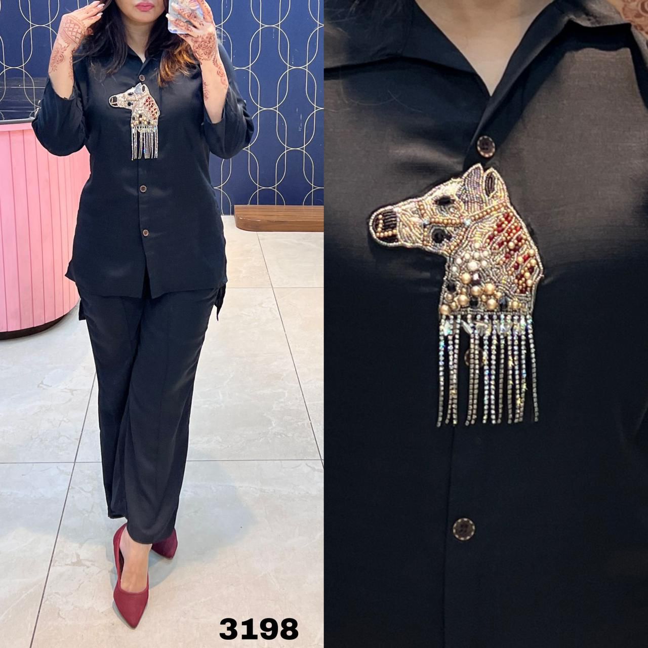 Article 3198 – Imported Silk Designer Cord Set with Embroidery | Sizes 40–44 | Urban Closet