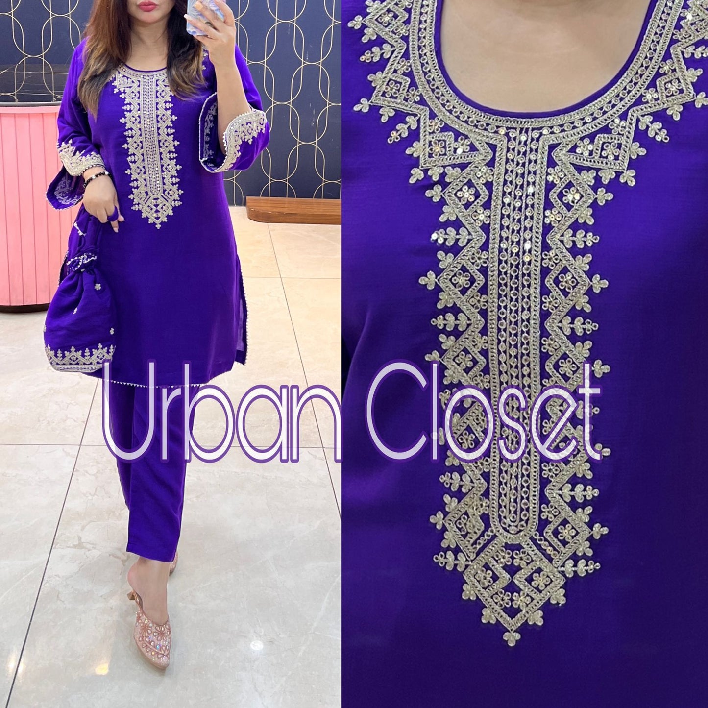 RUTBA KHAN Potli CordSet 3181 – Imported Cotton Designer Cord Set with Embroidery & Potli Bag | Sizes 40–46