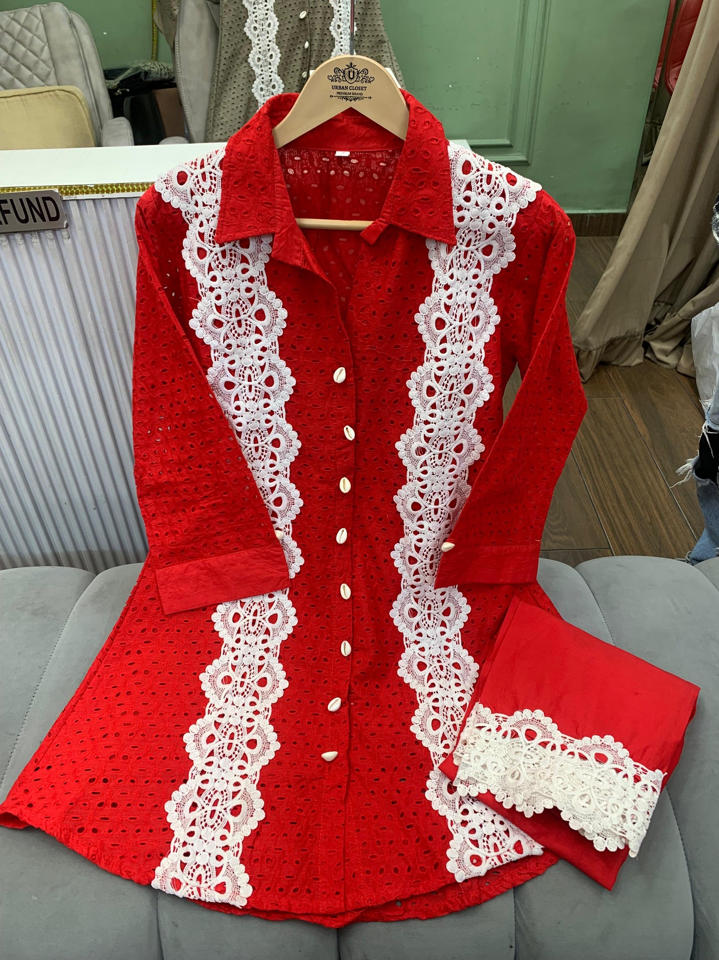 Article 3024 – Premium Schiffli Cotton Cord Set | Designer Crochet Work | Sizes 40–46