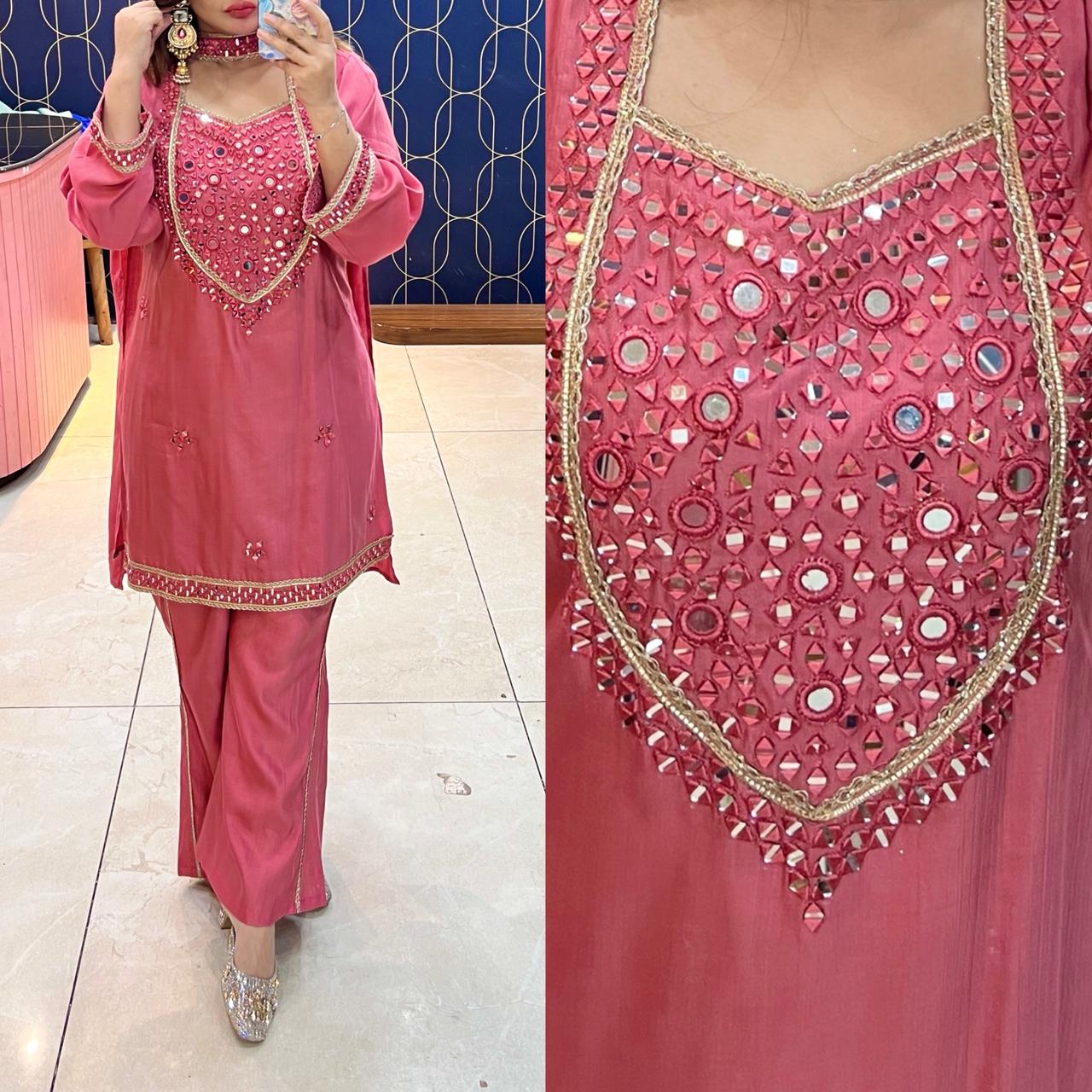 Article 1910 – Cotton Silk Cord Set with Real Mirror Work (Sizes 40–46)