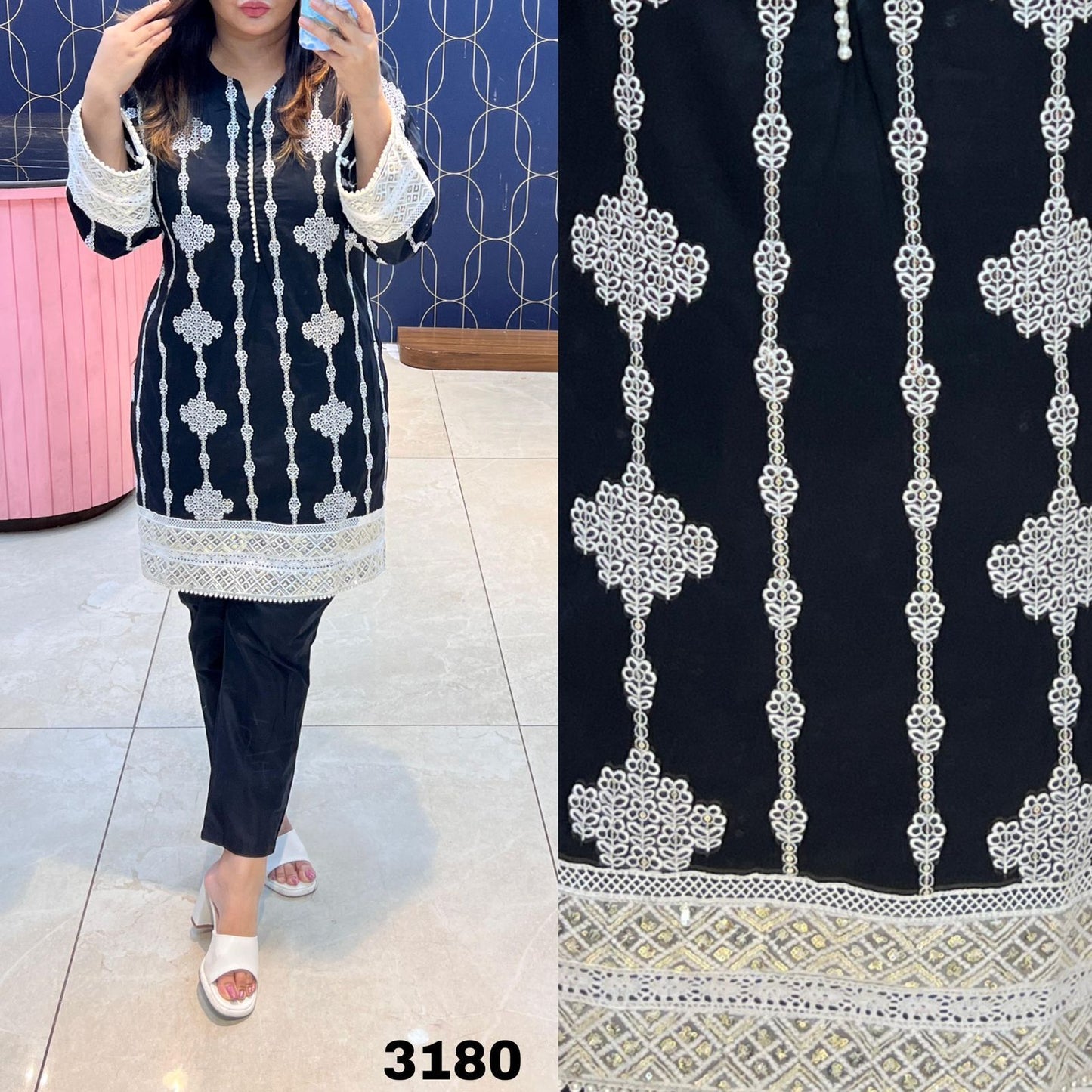 Article 3180 – Pure Cotton Cord Set with Elegant Embroidery | Sizes 38–46 | Urban Closet