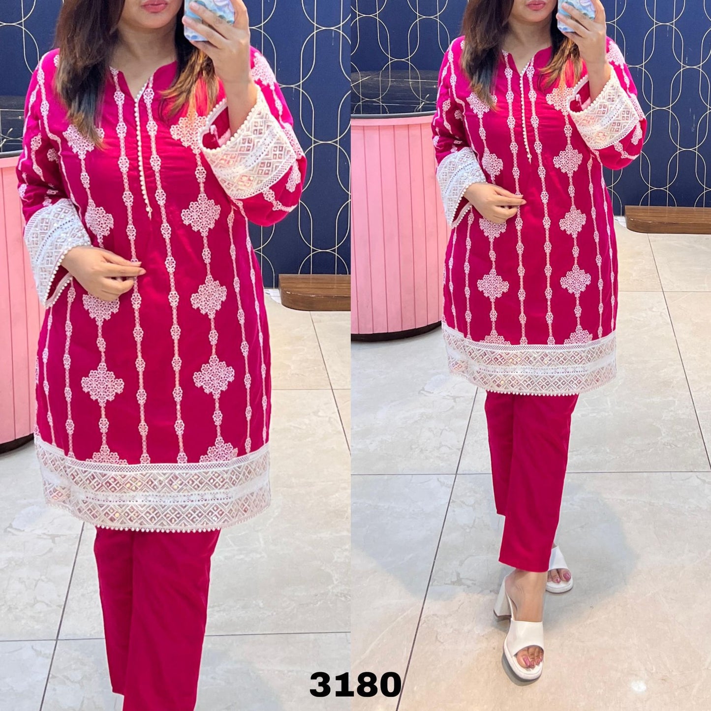 Article 3180 – Pure Cotton Cord Set with Elegant Embroidery | Sizes 38–46 | Urban Closet