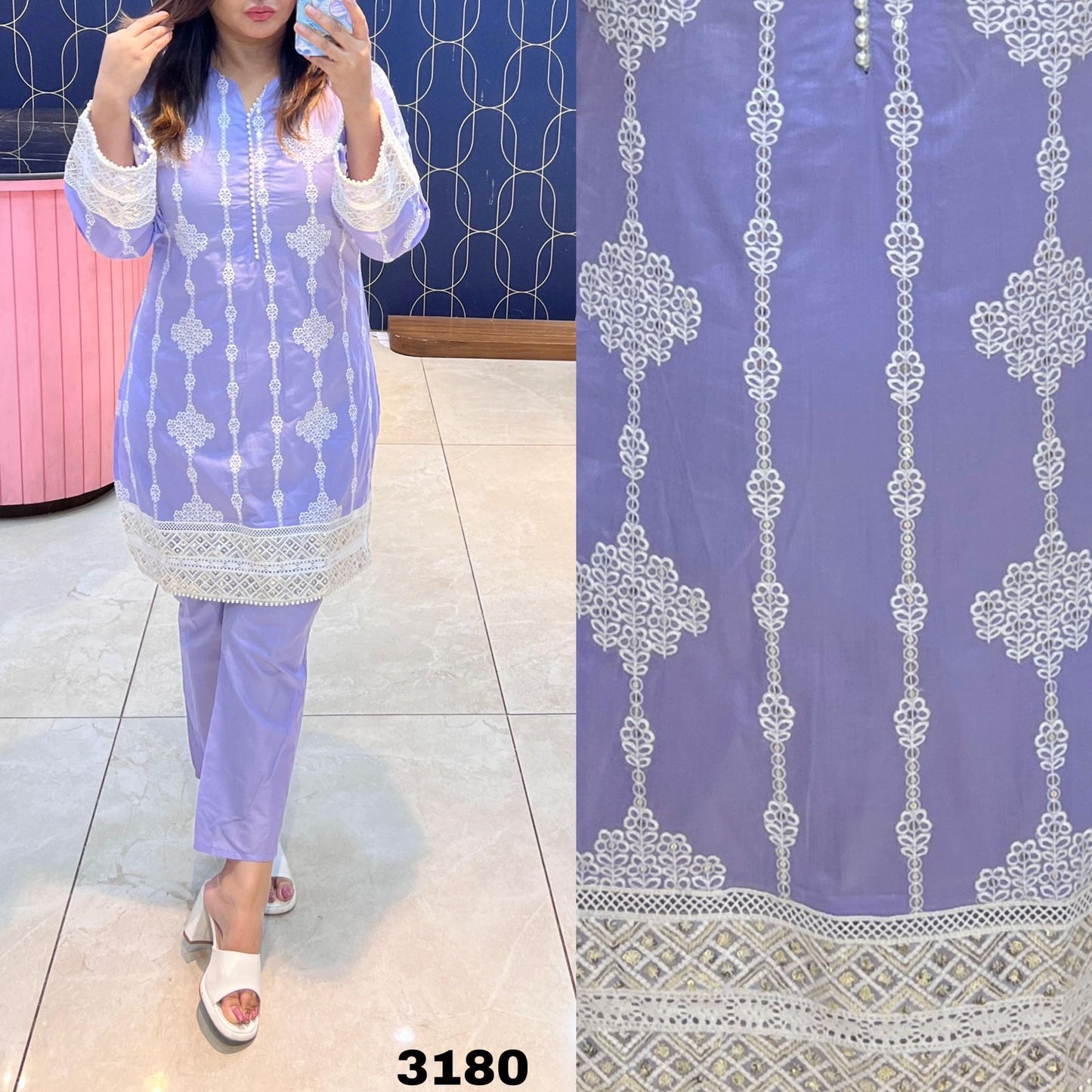 Article 3180 – Pure Cotton Cord Set with Elegant Embroidery | Sizes 38–46 | Urban Closet