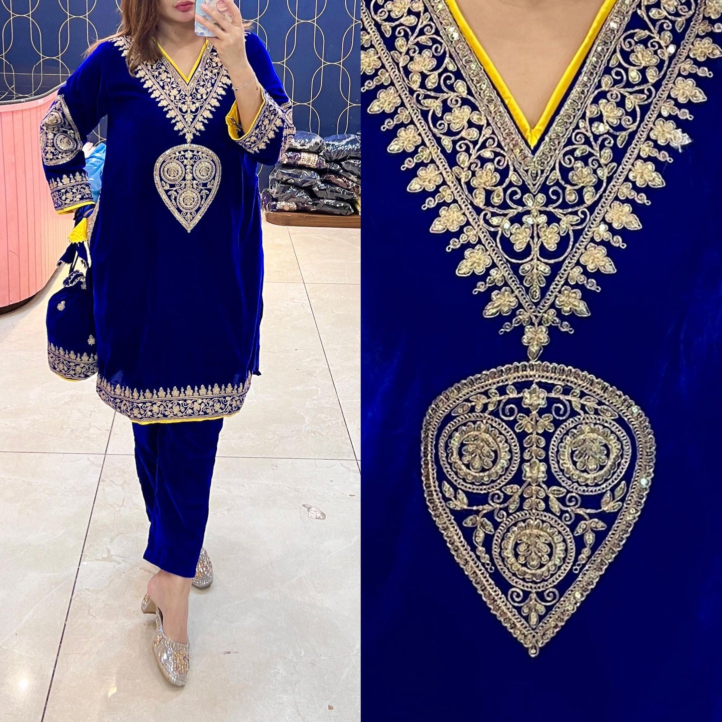 Article 1104 – Pure Velvet Potli Cordset with Premium Embroidery | Sizes 40–46