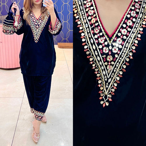 Article 1170 – Pure Velvet Potli Cordset with Handwork Embroidery | Sizes 42–46